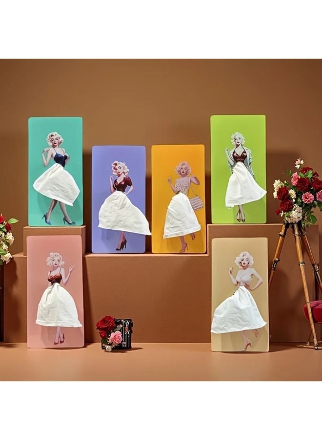 حامل مناشف ورقية أصفر فاتح بتصميم تنورة من راتنج ABS، يشمل 20 ربطة شعر أكريليك هدية مجانية - Image 1